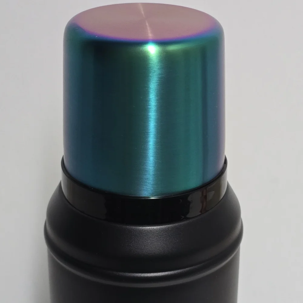 Stanley Black Stainless Steel Thermos with Iridescent Green-Blue Cap - Picture 5 of 14